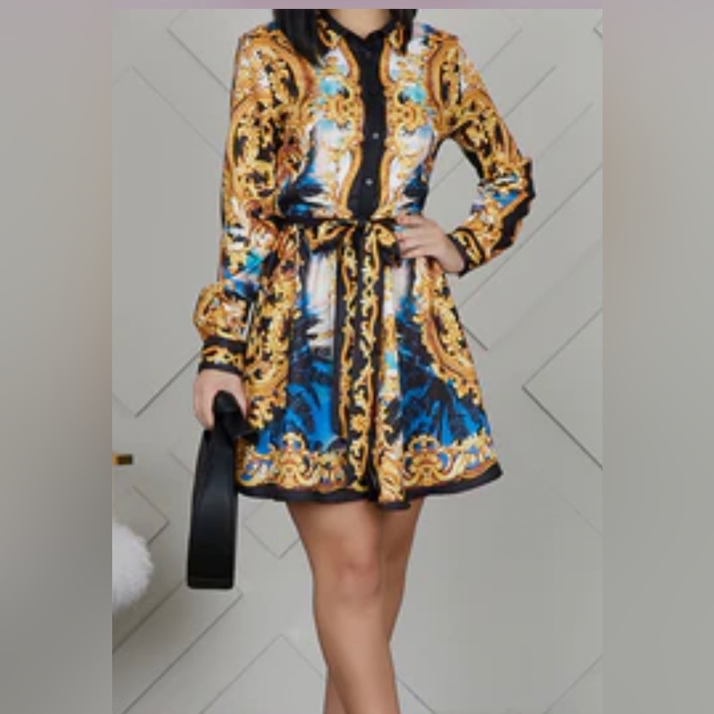 Tropical button down dress
